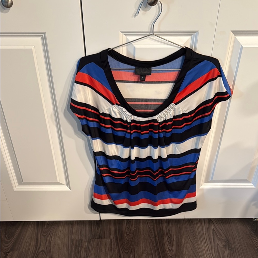 Worthington Striped Fitted Top Large